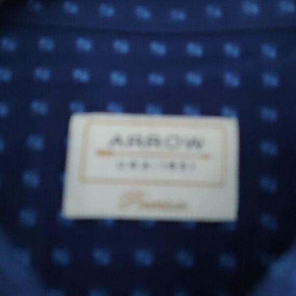 Arrow navy button down dress shirt sz 16.5 (42) - Picture 3 of 6